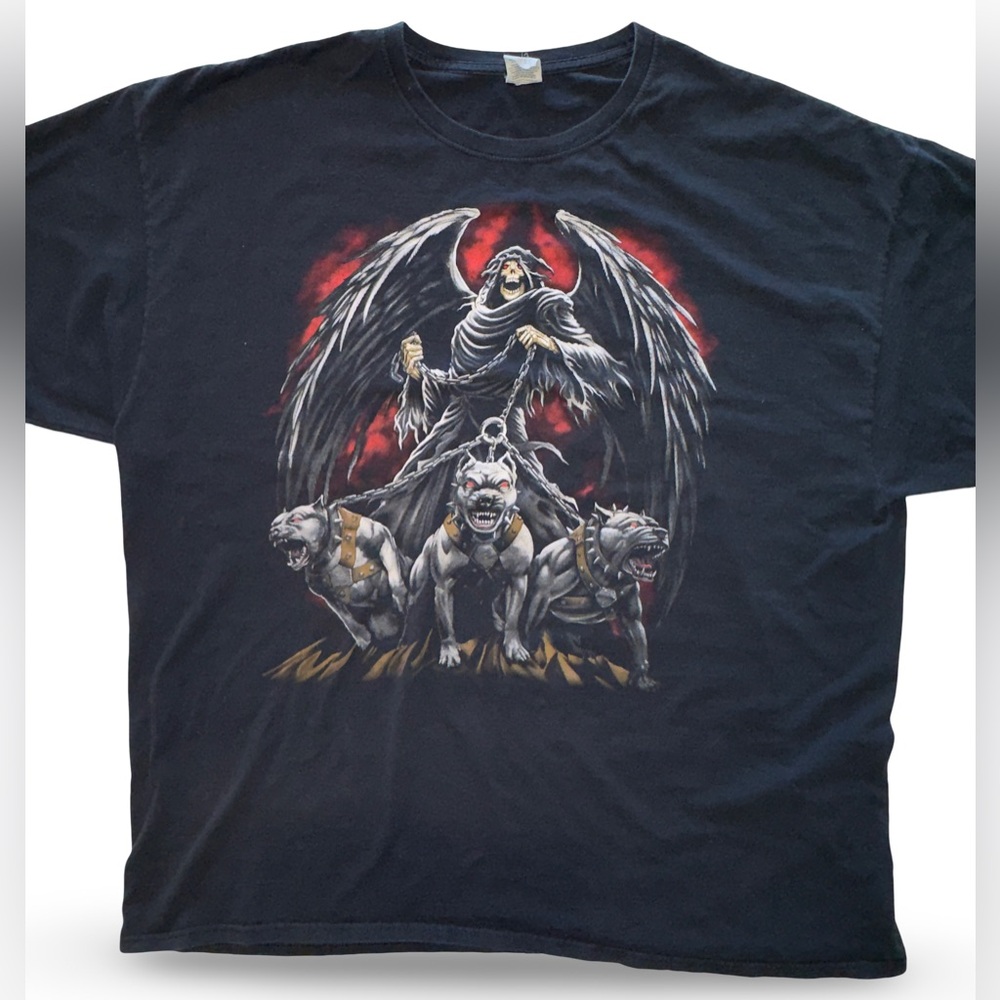 Vintage Grim Reaper T Shirt 3XL Single Stitch Fruit of the Loom Gothic 90s
